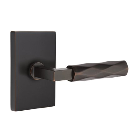 Emtek 5112LSTR Contemporary Modern Brass L-Square Tribeca Lever, Modern Rectangular Rosette