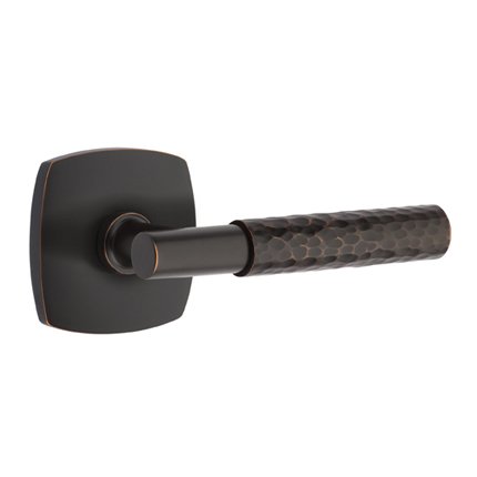 Emtek 5316TAHA Contemporary Modern Brass T-Bar Hammered Lever, Urban Modern Rosette