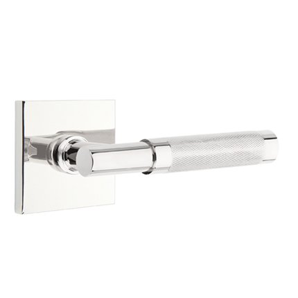 Emtek 5110TAKN Contemporary Modern Brass T-Bar Knurled Lever, Square Rosette