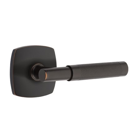Emtek 5316TAKN Contemporary Modern Brass T-Bar Knurled Lever, Urban Modern Rosette