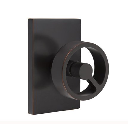 Emtek 5112SPK Contemporary Modern Brass Spoke Knob, Modern Rectangular Rosette