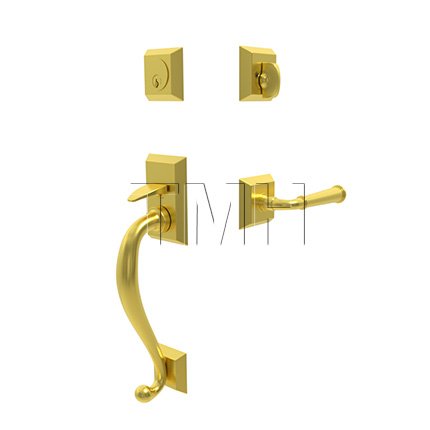 Emtek Franklin Brass Tubular Entry Set with Merrimack Lever in Satin Brass