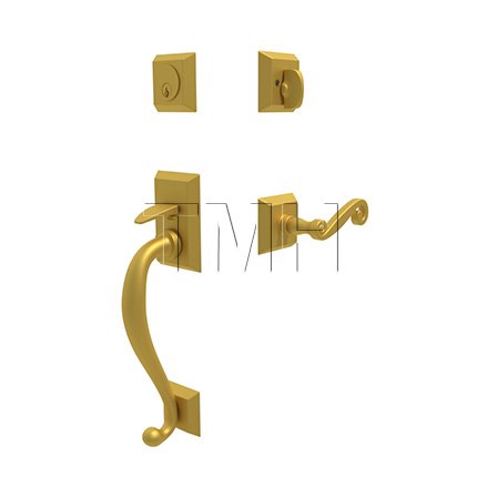Emtek 4413R Franklin Entry Set with Rustic Brass Lever (US7)
