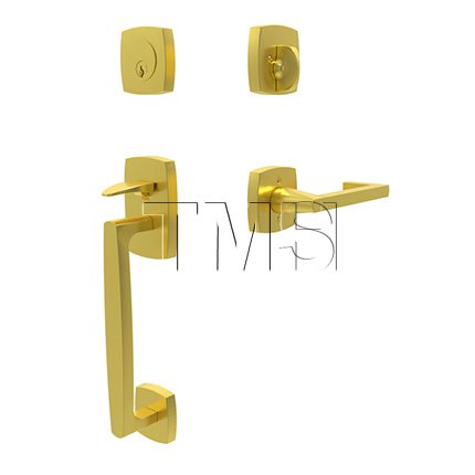 Emtek 4715AG Entry Set in Satin Brass Finish (US4)