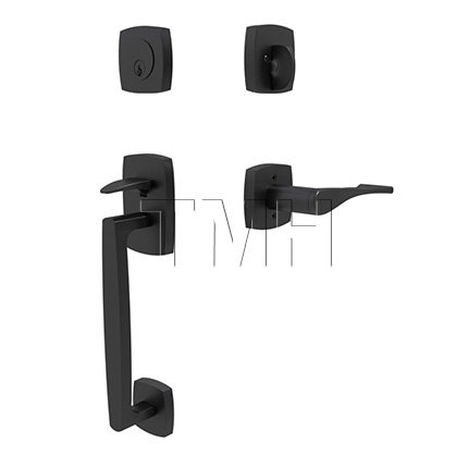 Emtek 4715TRT Entry Set in Flat Black Finish (US19)