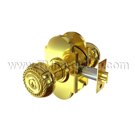 Emtek 5108RK Keyed In Knob #8 Rosette with Rope Knob, Entry US4