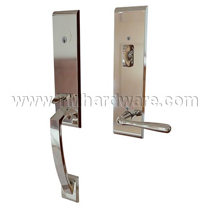 Emtek 4815BA Contemporary Brass Apollo Tubular Entry Set with Basel Lever