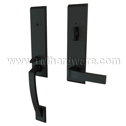 Emtek 4815BRL Contemporary Brass Apollo Tubular Entry Set with Breslin Lever