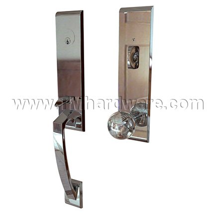 Emtek 4815BL Contemporary Brass Apollo Tubular Entry Set with Bristol Crystal Knob