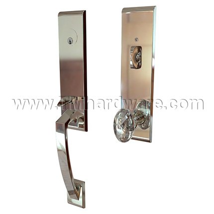 Emtek 4815HT Contemporary Brass Apollo Tubular Entry Set with Hampton Crystal Knob