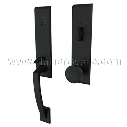 Emtek 4815LAU Contemporary Brass Apollo Tubular Entry Set with Laurent Knob