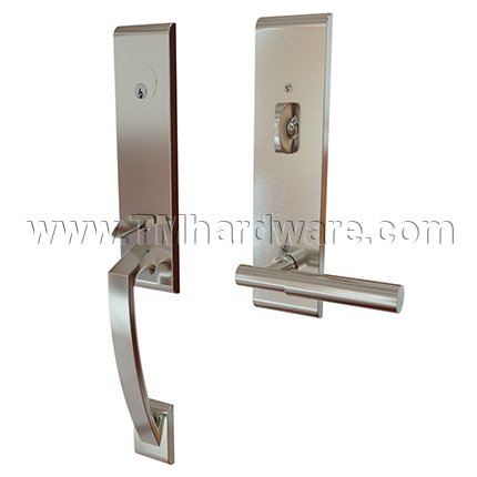 Emtek 4815MYL Contemporary Brass Apollo Tubular Entry Set with Myles Lever