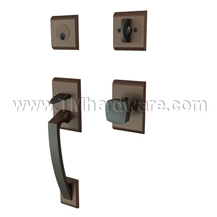 EMTEK Ares Entry Lock with Freestone Lever, USB10B Finish