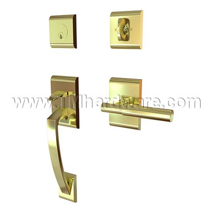 EMTEK Ares Entry Lock with Myles Lever, Satin Brass US4 Finish