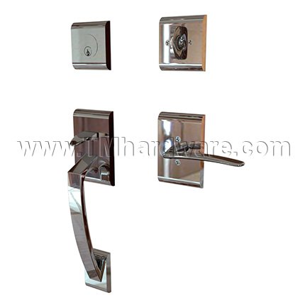 EMTEK Ares Entry Lock with Poseidon Lever, Polished Chrome US26 Finish