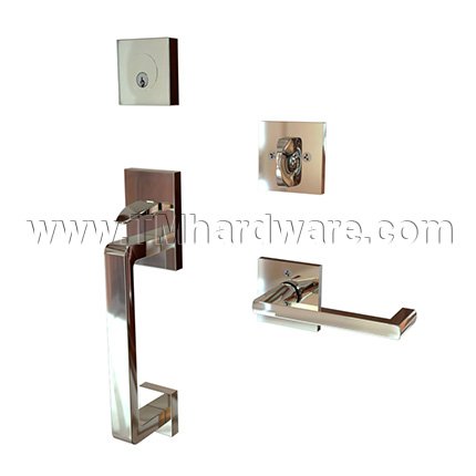 EMTEK Baden Entry Lock with Argos Lever, Polished Nickel US14 Finish