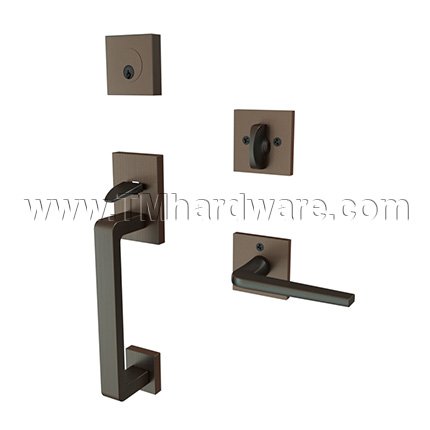 EMTEK Baden Entry Lock with Athena Lever, USB10B Finish