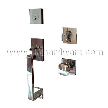 EMTEK Baden Entry Lock with Freestone Lever, Polished Chrome US26 Finish