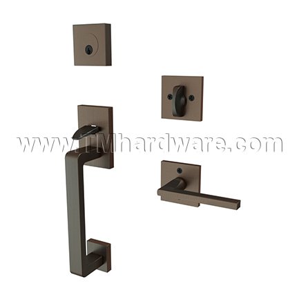 EMTEK Baden Entry Lock with Helios Lever, USB10B Finish