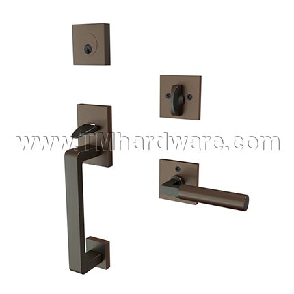 EMTEK Baden Entry Lock with Hercules Lever, USB10B Finish