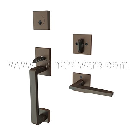 EMTEK Baden Entry Lock with Hermes Lever, USB10B Finish