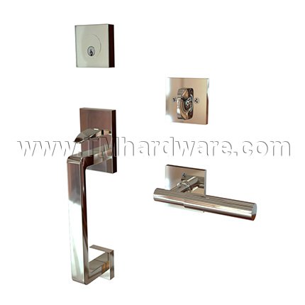 EMTEK Baden Entry Lock with Myles Lever, Polished Nickel US14 Finish