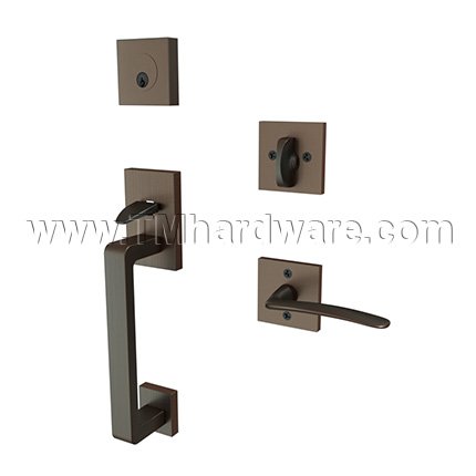 EMTEK Baden Entry Lock with Poseidon Lever, USB10B Finish