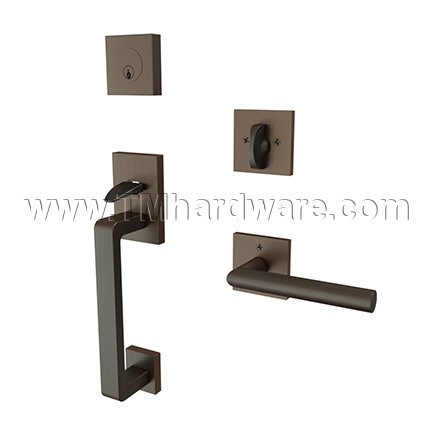 EMTEK Baden Entry Lock with Stuttgart Lever, USB10B Finish