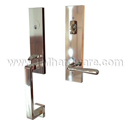 EMTEK Davos Entry Lock with Basel Lever, Polished Nickel US14 Finish