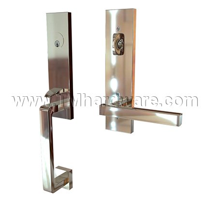 EMTEK Davos Entry Lock with Freestone Lever, Polished Nickel US14Finish