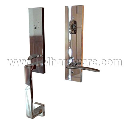 EMTEK Davos Entry Lock with Poseidon Lever, Polished Chrome US26 Finish