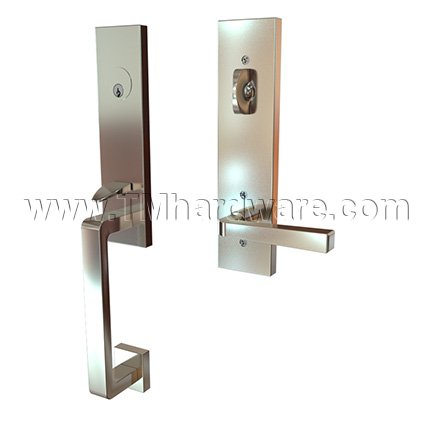 EMTEK Davos Entry Lock with Sion Lever, Satin Nickel US15 Finish