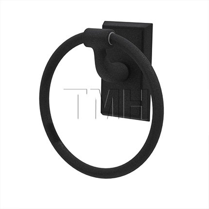 Emtek 2501 Wrought Steel Towel Ring with #3 Rosettee - FBS