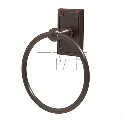 Emtek 2601 Traditional Brass Towel Ring with Arts & Craft Rosette (US10B)