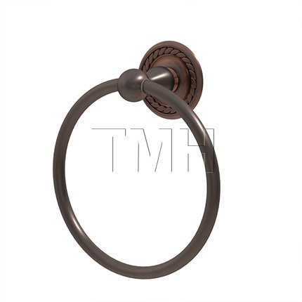 Emtek 2601 Traditional Brass Towel Ring with Brass Rope Rosette (US10B)