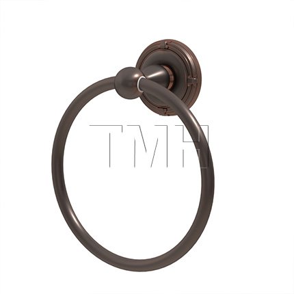 Emtek 2601 Traditional Brass Towel Ring with Brass Ribbon & Reed Rosette (US10B)