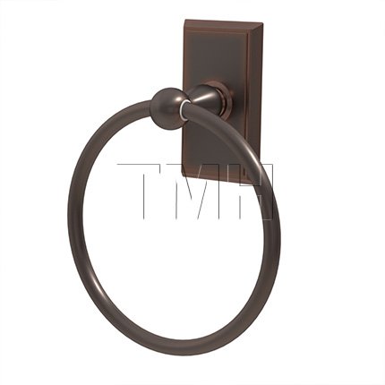 Emtek 2601 Traditional Brass Towel Ring with Brass Rectangular Rosette (US10B)