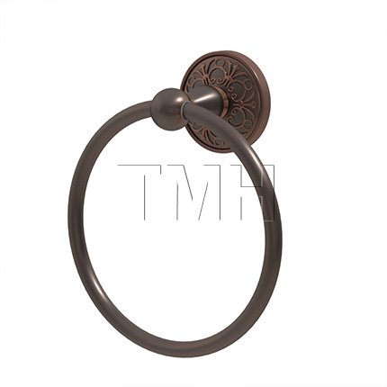 Emtek 2601 Traditional Brass Towel Ring with Lancaster Rosette (US10B)