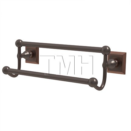 Emtek 26031 Traditional Brass Double Towel Bar with Brass Quincy Rosette (US10B)