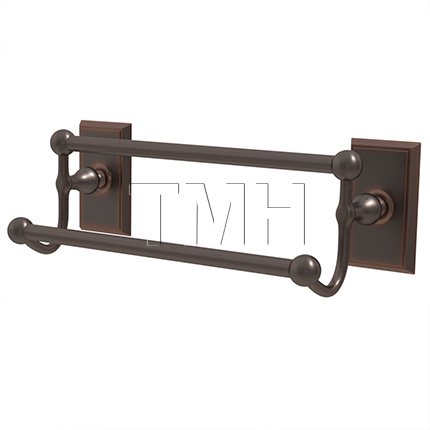 Emtek 26031 Traditional Brass Double Towel Bar with Brass Rectangular Rosette (US10B)
