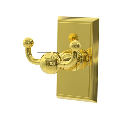 Emtek 2609 Traditional Brass Double Hook with Brass Rectangular Rosette (US3NL)