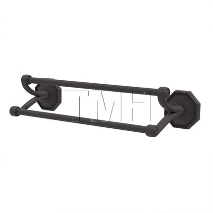 Emtek 27081 Tuscany Bronze Double Towel Bar with #15 Rosettes (FB)
