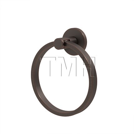 Emtek 2801 Modern Brass Towel Ring with Brass Disk Rosette (US10B)