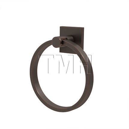 Emtek 2801 Modern Brass Towel Ring with Brass Square Rosette (US10B)