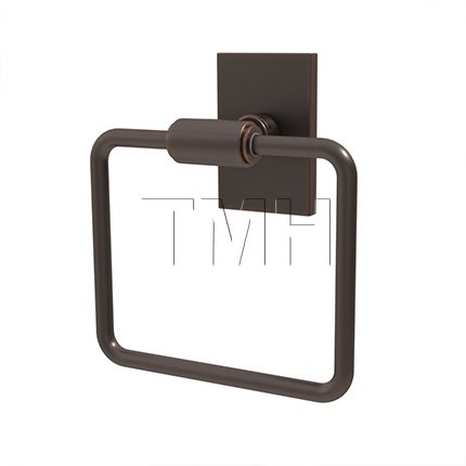 Emtek 2901 Transitional Brass Towel Ring with Brass Modern Rectangular Rosette (US10B)