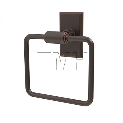 Emtek 2901 Transitional Brass Towel Ring with Brass Rectangular Rosette (US10B)