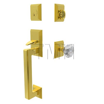 Emtek Hamden Tubular Entry Set Single Cylinder with Diamond Crystal Knob (US3)