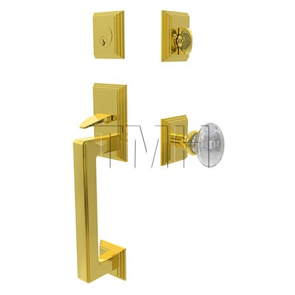 Emtek Hamden Tubular Entry Set Single Cylinder with Hampton Crystal Knob (US3)