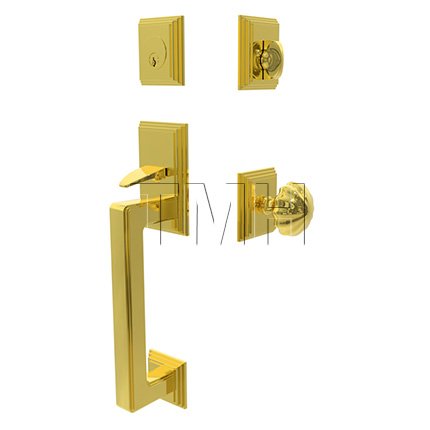 Emtek Hamden Brass Tubular Entry Set with Melon Brass Knob in Polished Brass