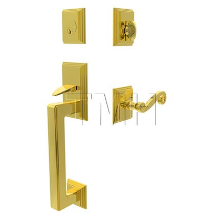 Emtek Hamden Tubular Entry Set Single Cylinder with Rustic Brass Lever (US3)